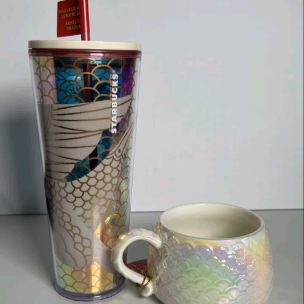NEW 2024 Lunar Year of the Dragon STARBUCKS 24oz tumbler AND dragon mug Set of 2